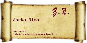 Zarka Nina névjegykártya